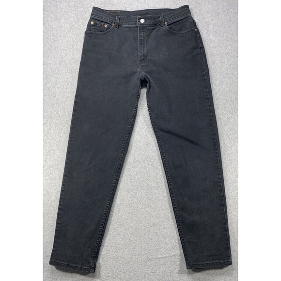 Levi’s 550 Jeans Womens 32x29 Black Relaxed Fit Tapered‎ Denim Faded Distressed - Picture 1 of 14